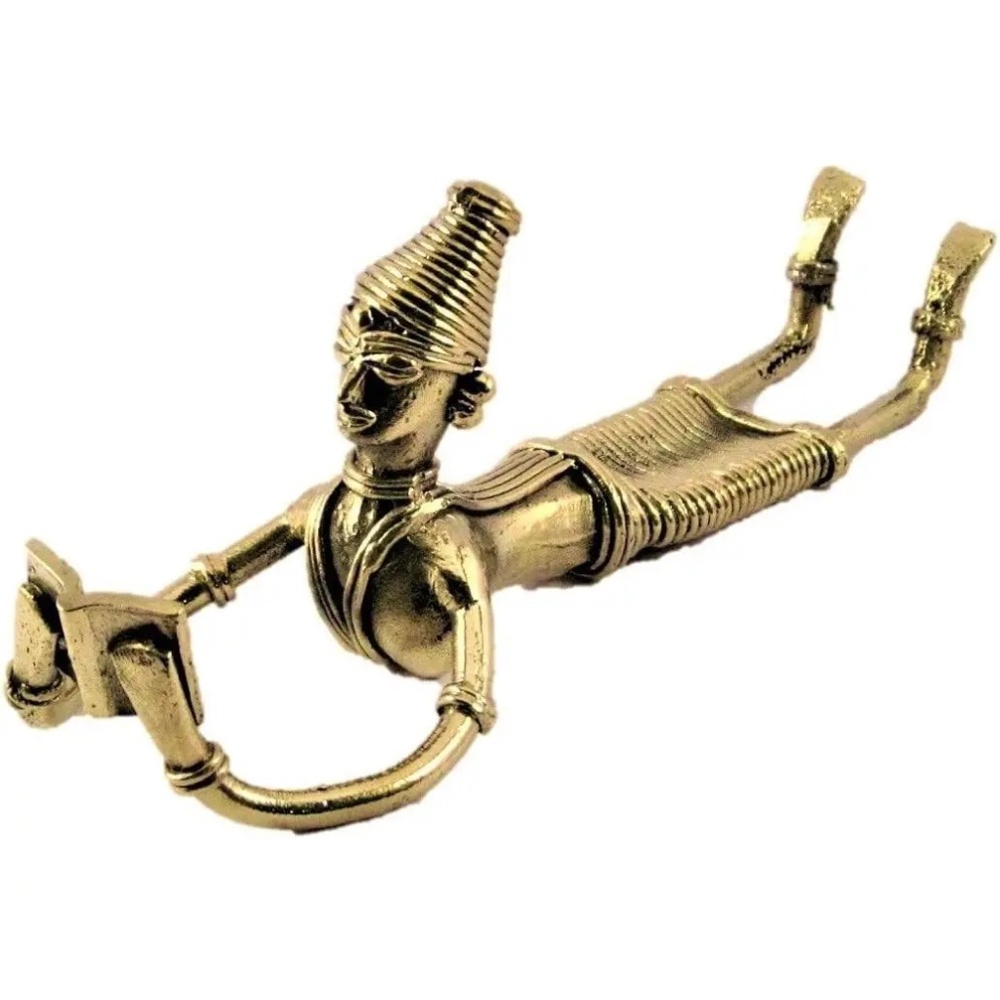 Dhokra Metal Art Handcrafted Figurine Lady Lying and Reading a Book